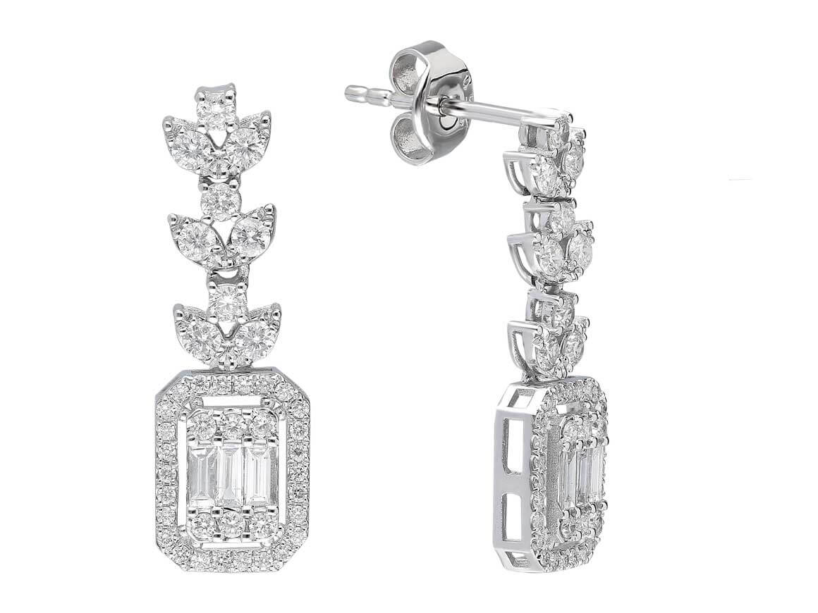 Boucles d'oreilles puces baguette diamant