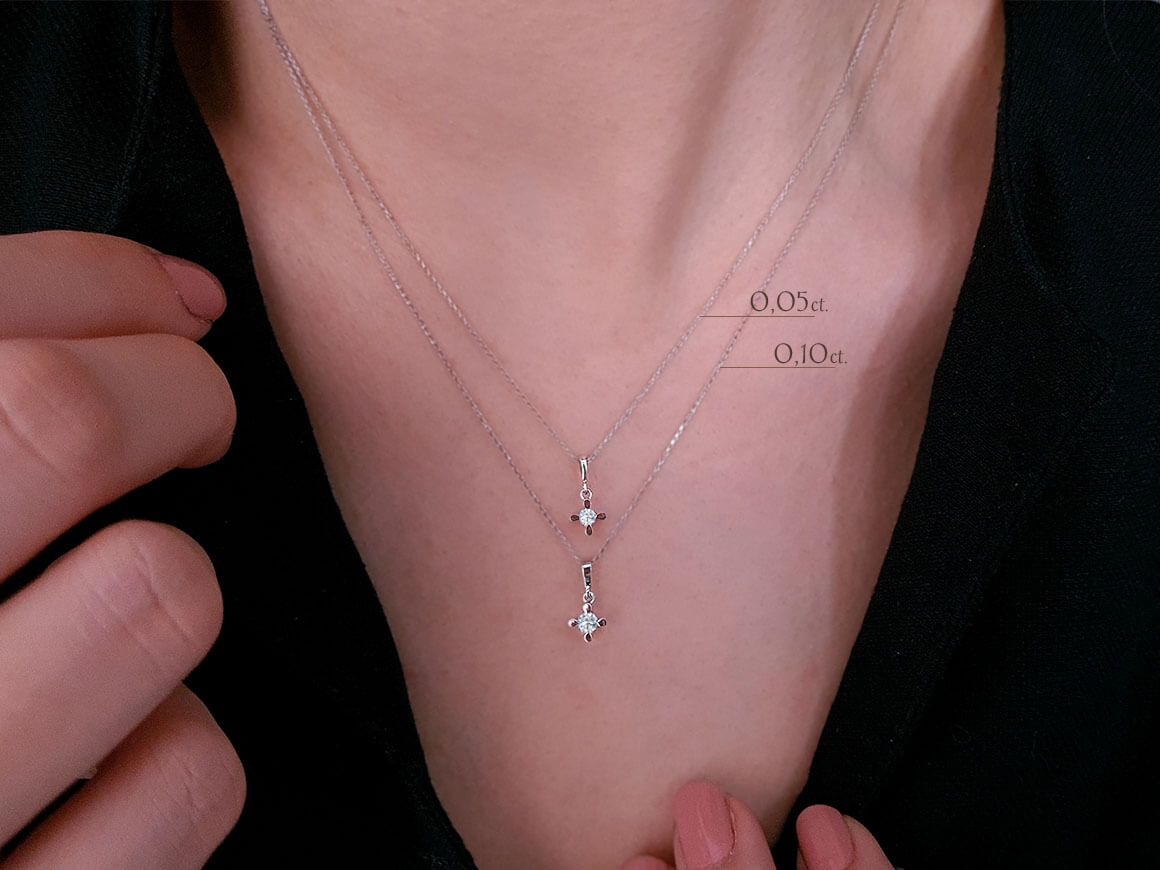 Collier solitaire diamant 0,05 carat
