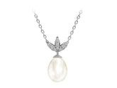 Diamond and drop pearl necklace