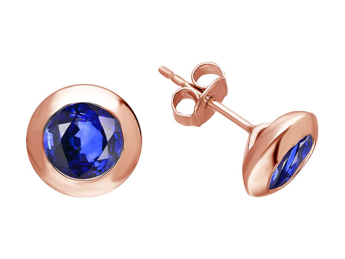 Boucles d'oreilles puces solitaire saphir