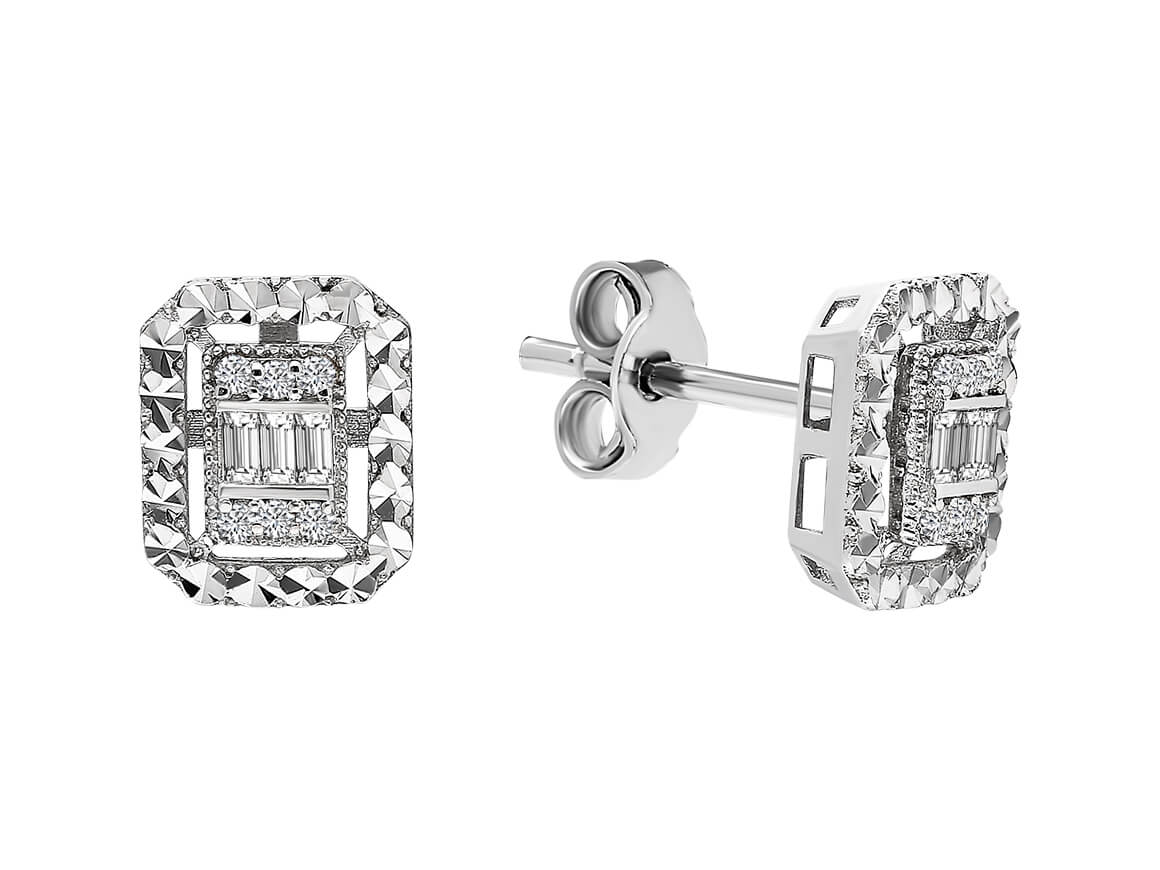 Boucles d'oreilles puces baguette diamant