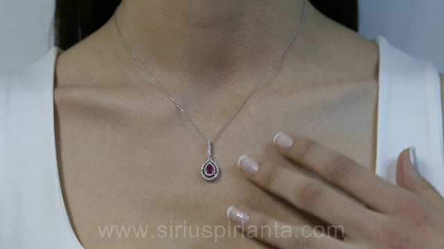 Collier rubis diamant et larme