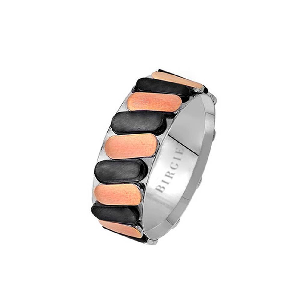 Alliance noire Paris en or rose et blanc