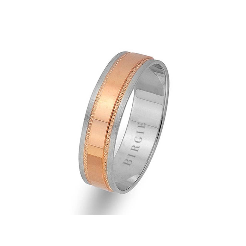 Classical Design White and Rose Gold Wedding Band