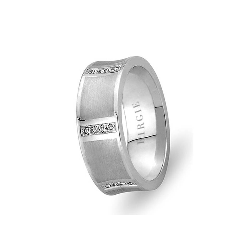 Alliance concave en or blanc poncé avec diamants