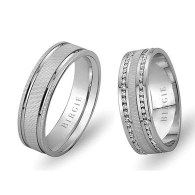 White Gold Seretan Wedding Band w/ Twin Line Diamonds - Birgie Diamant | Fine Jewellery - Diamant & Edelstein Schmuck