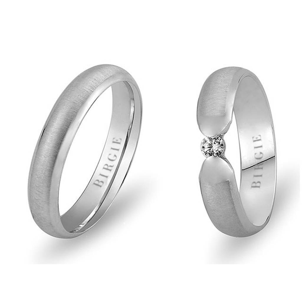 Alliance Hawaï mate en or blanc avec diamant unique