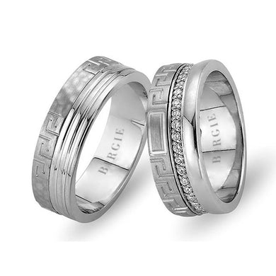 White Gold Hittite Wedding Band w/ Diamonds - Birgie Diamant | Fine Jewellery - Diamant & Edelstein Schmuck