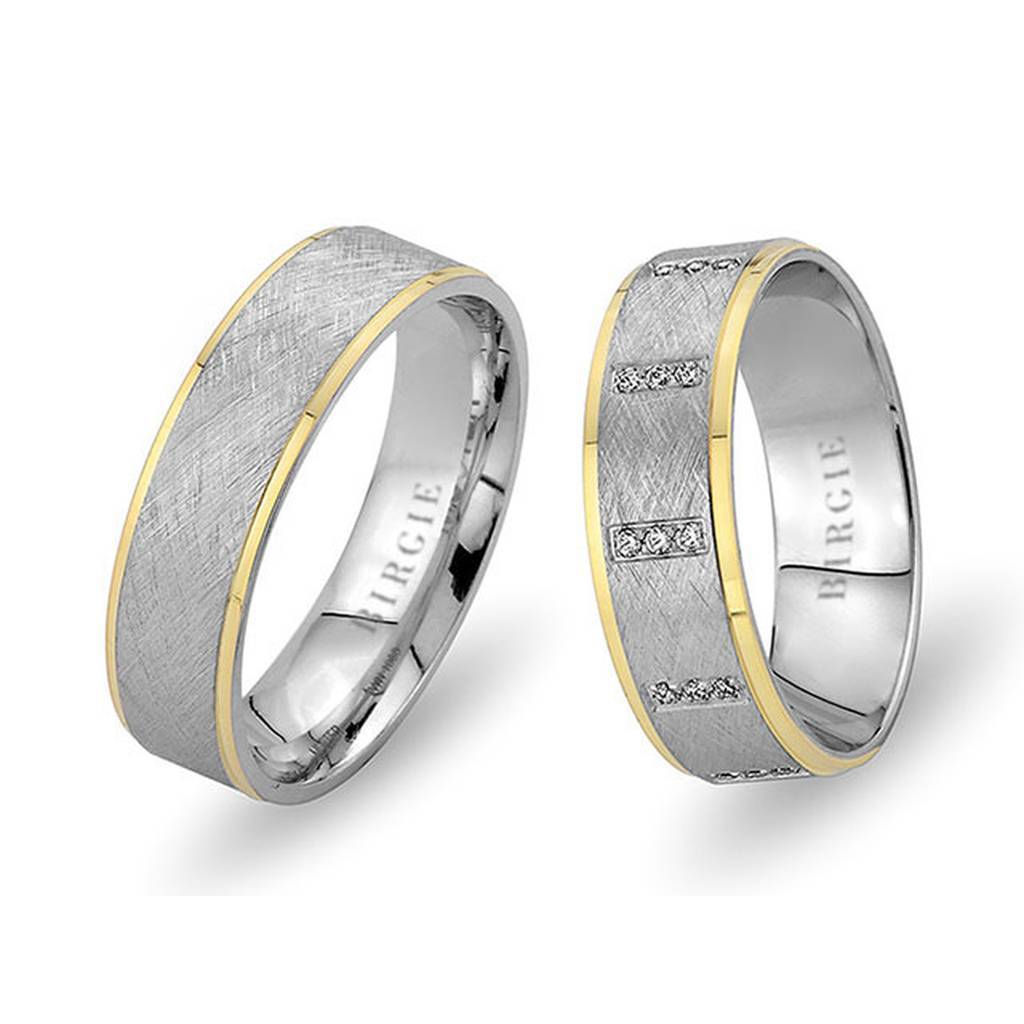 Alliance Nigar en or blanc et jaune avec diamants