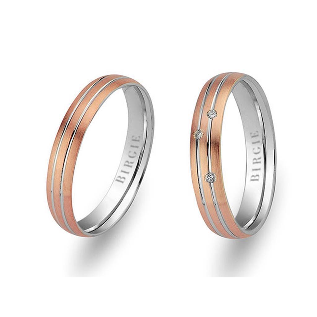 Alliance Jasmin en Or Blanc et Rose avec Diamants