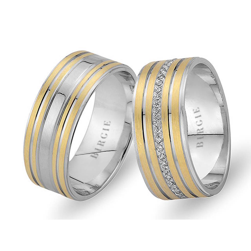 Alliance Eflaki en or blanc et jaune avec diamants