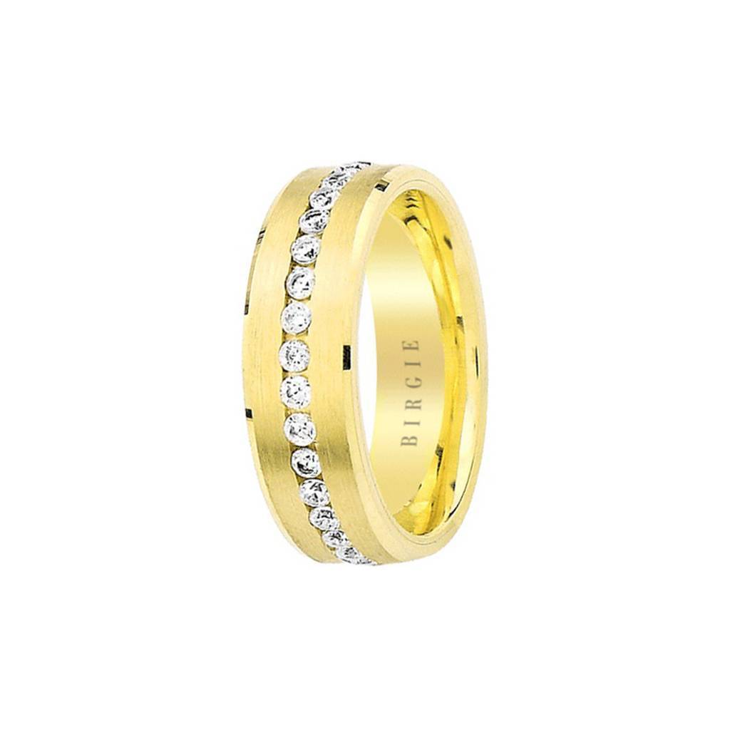Alliance Pan en Or Blanc et Jaune avec Diamants