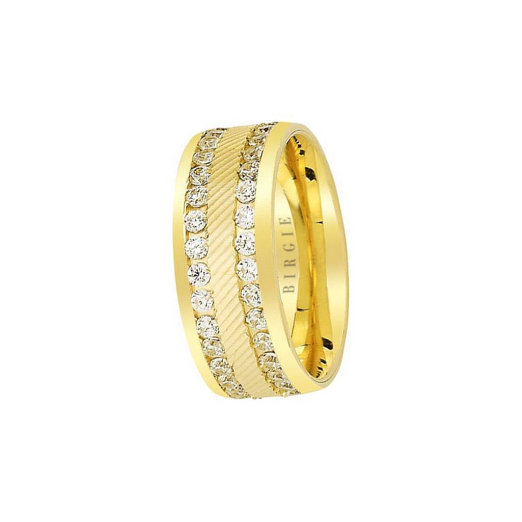 Alliance Adonis en or blanc et jaune avec diamants Twin Line