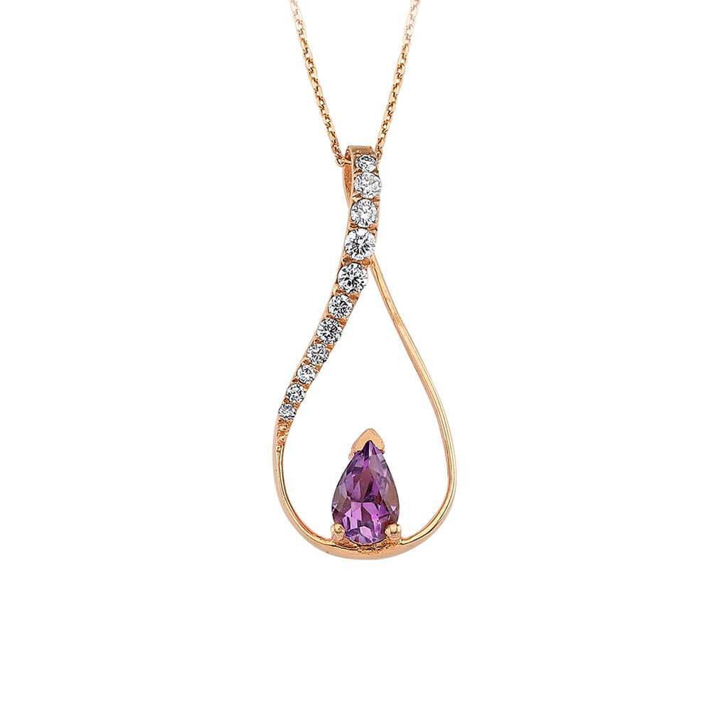 Diamond and Drop Amethyst Necklace
