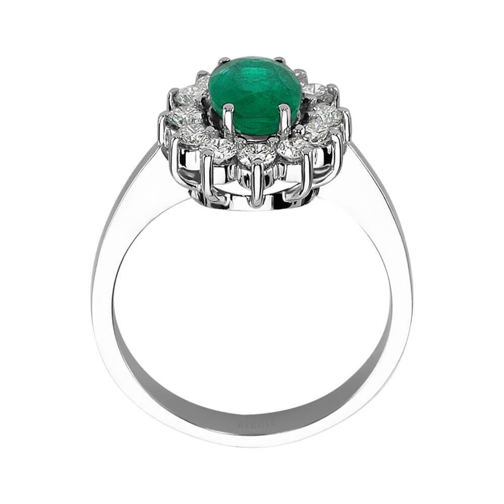 Diamond and Oval Emerald Ring