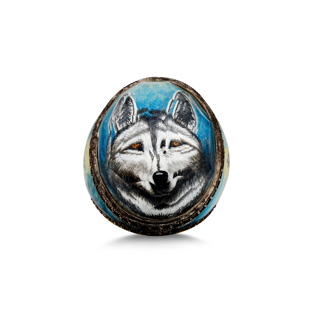 Schwarzer Diamant grauer Wolf Ring