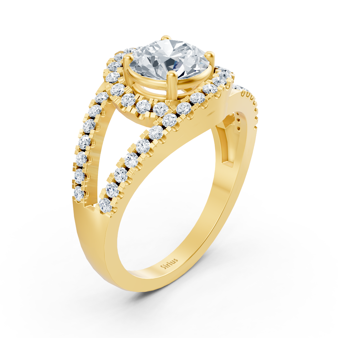 Gelbgoldener Weisstopas Diamant-Halo-Verlobungsring