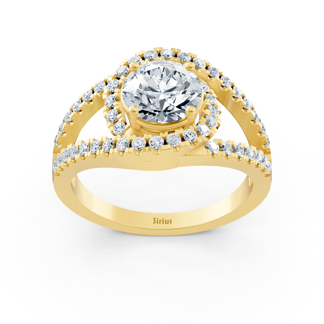 Gelbgoldener Weisstopas Diamant-Halo-Verlobungsring