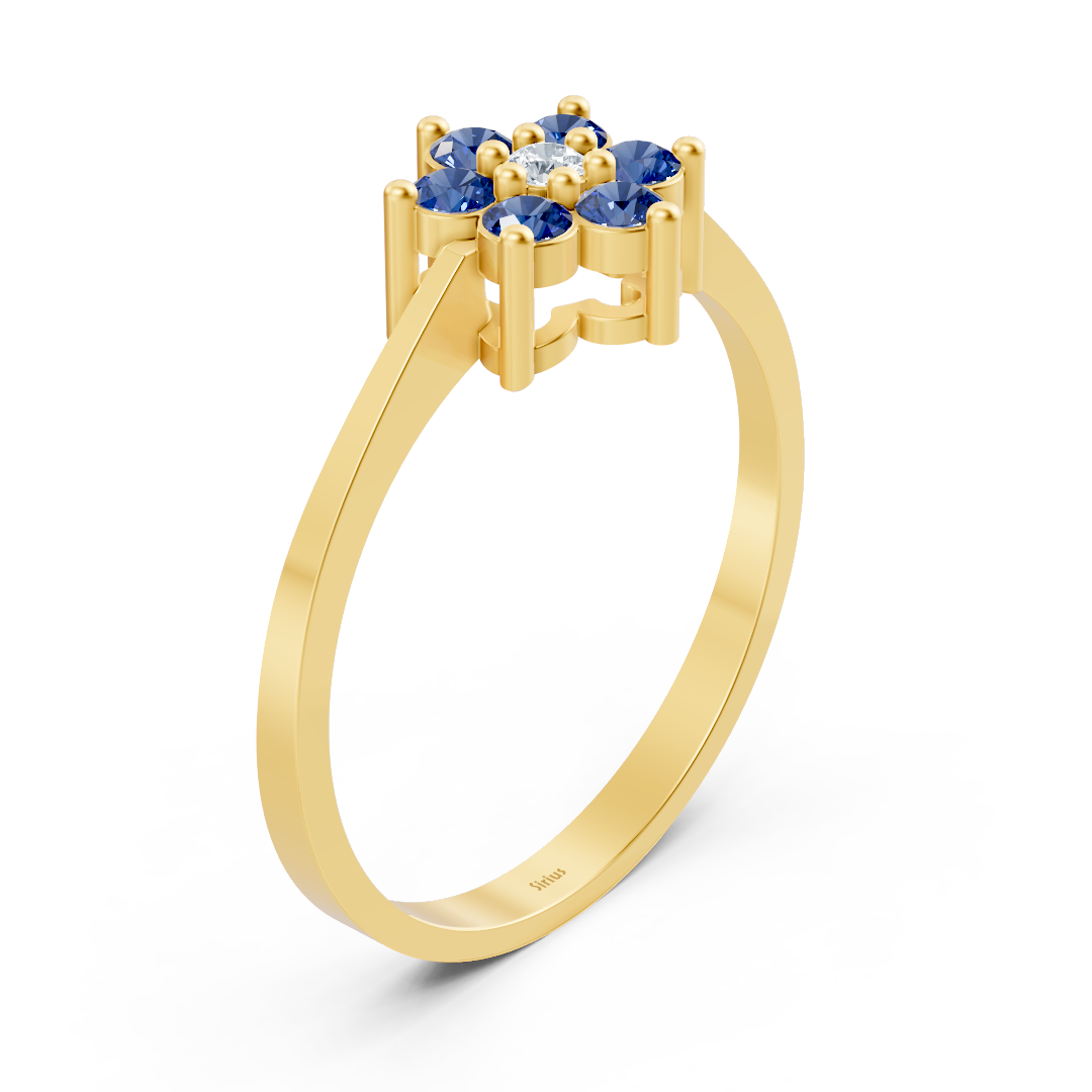 Bague élégante en or jaune avec saphirs et diamants