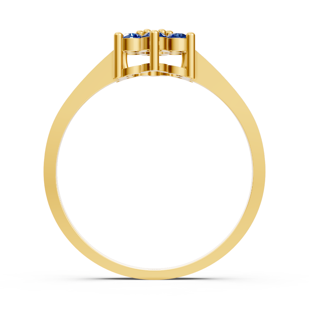Bague élégante en or jaune avec saphirs et diamants