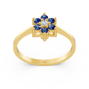 Bague élégante en or jaune avec saphirs et diamants