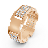 Alliance design en or rose 14 carats avec diamants - Diamant