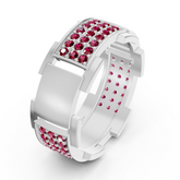 14 Karat White Gold Design Trauring mit Diamaten - Ruby