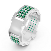 14 Karat White Gold Design Trauring mit Diamanten - Emerald