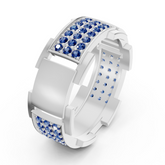 14 Karat White Gold Design Trauring mit Diamaten - Sapphire