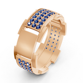 14 Karat Rose Gold Design Trauring mit Diamanten - Sapphire