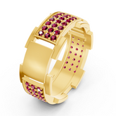 14 Karat Yellow Gold Design Trauring mit Diamaten - Ruby