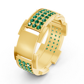 14 Karat Yellow Gold Design Trauring mit Diamanten - Emerald