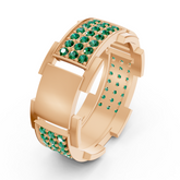 14 Karat Rose Gold Design Trauring mit Diamanten - Emerald