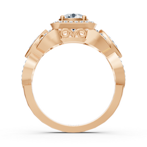 Bague marquise gracieuse en or rose 14 carats et diamants