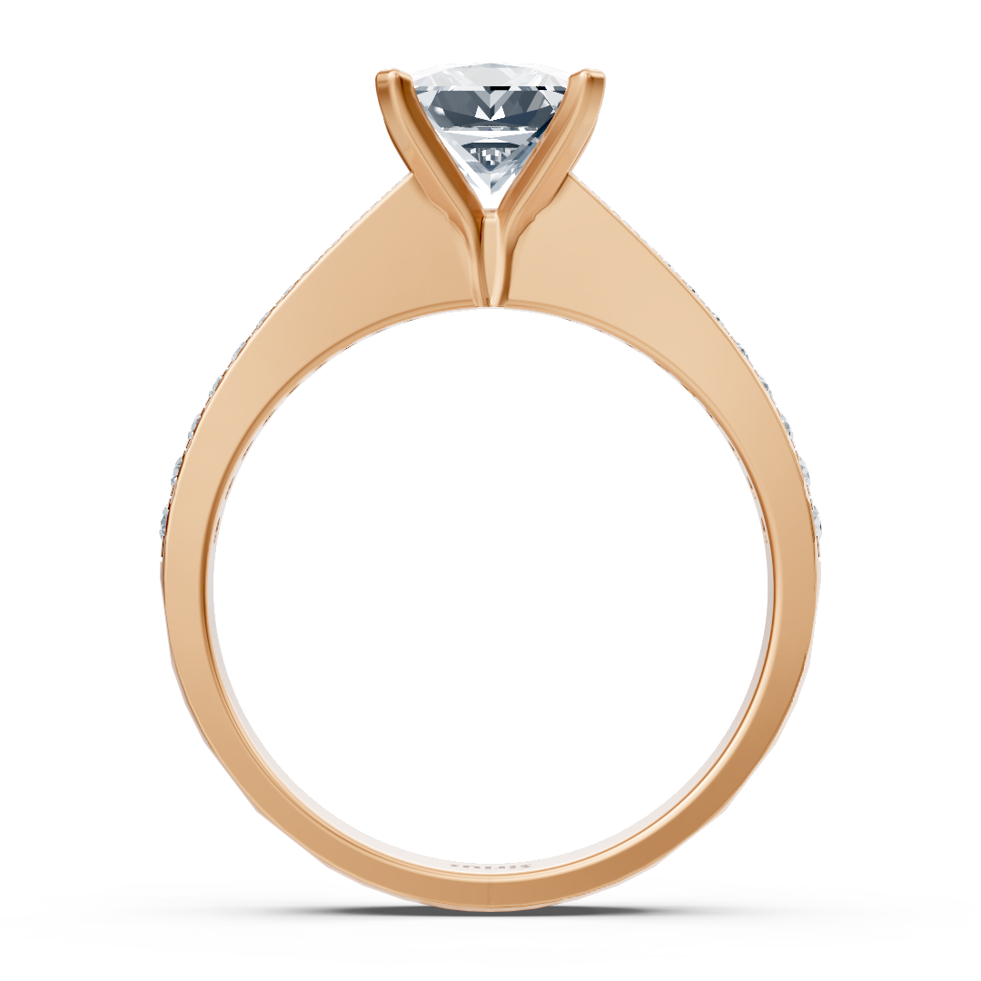 Rose gold diamond solitaire ring princess cut with accents