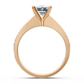 Rose gold diamond solitaire ring princess cut with accents