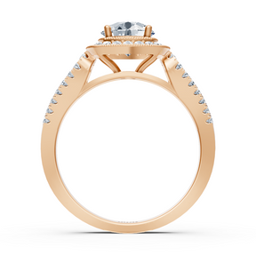 Double halo diamond engagement ring in 14-karat rose gold