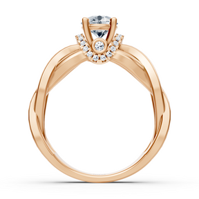Rose Gold Diamond Twist Engagement Ring - Solitaire Design