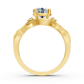 Yellow gold diamond engagement ring "Romantic Leaves"