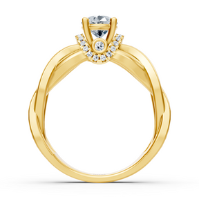 Bague de fiançailles torsadée en or jaune et diamants – Modèle solitaire