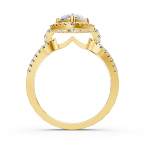 Bague Majestic Pear en or jaune 14 carats avec diamants marquise