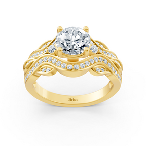 Yellow gold diamond engagement ring "Romantic Leaves"