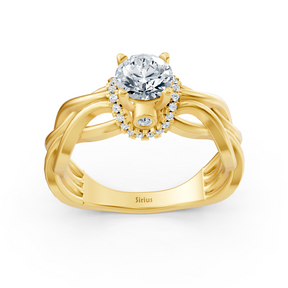 Bague de fiançailles torsadée en or jaune et diamants – Modèle solitaire