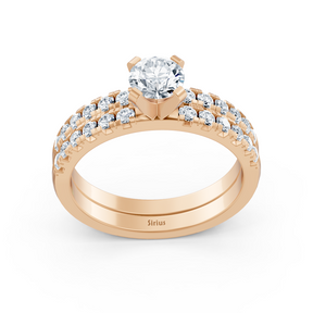 Rose gold diamond stacking ring with side ring