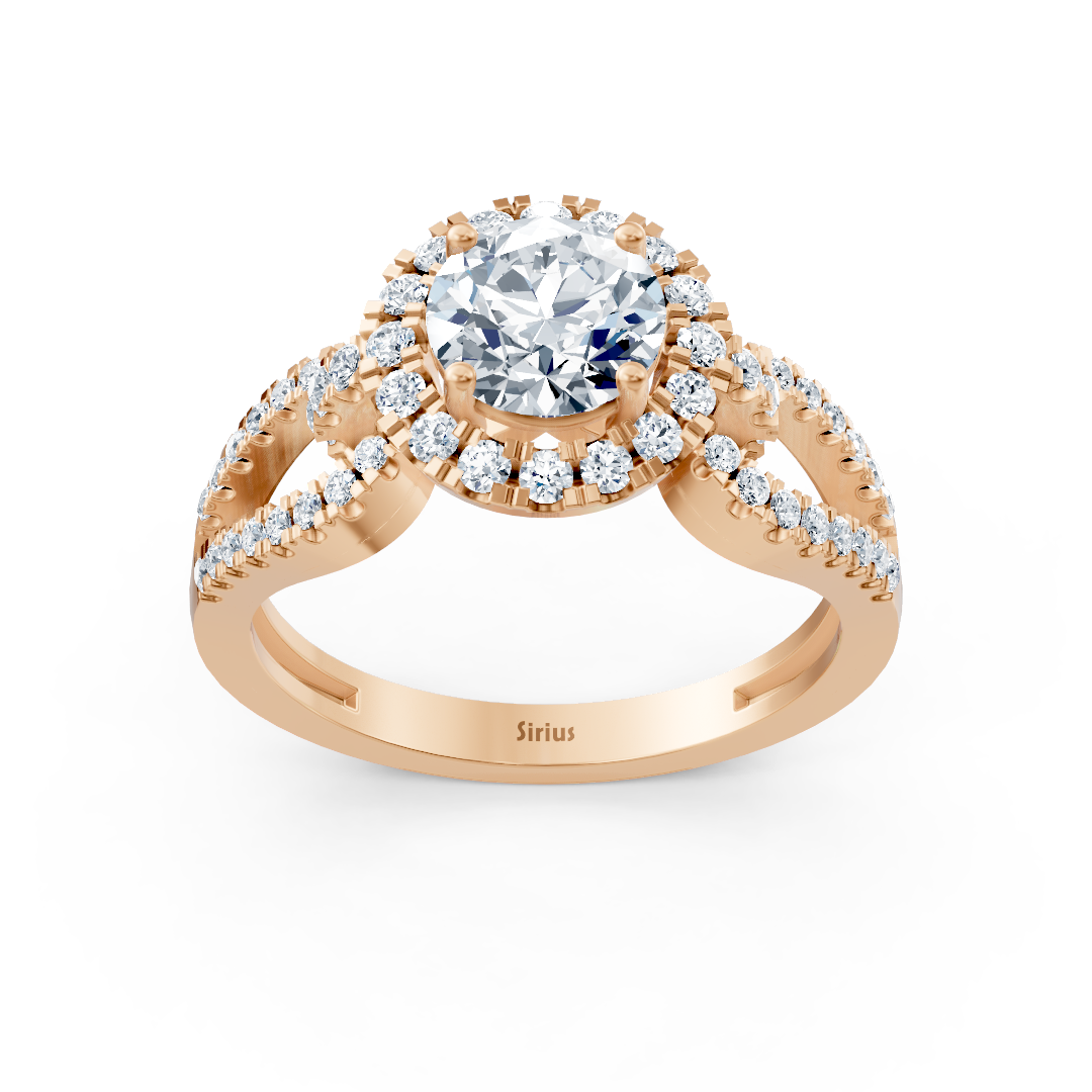 Halo Diamant Verlobungsring aus 14 Karat Roségold