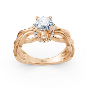 Rose Gold Diamond Twist Engagement Ring - Solitaire Design