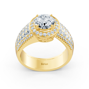 Triple Layer Diamond Ring 14K Yellow Gold