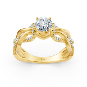 Gelbgold Diamant Verlobungsring "Verflochtener Pfad"
