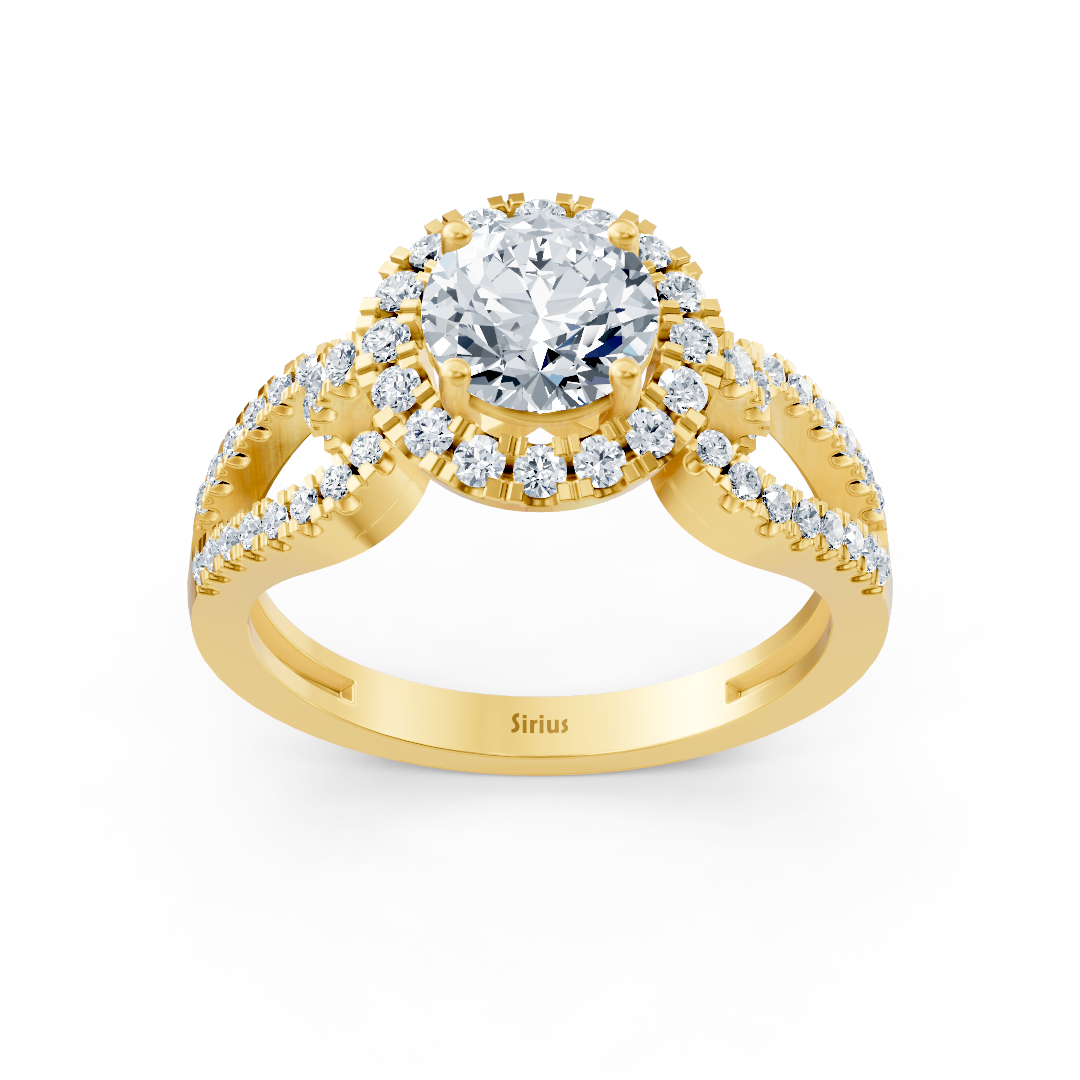 Halo Diamant Verlobungsring aus 14 Karat Gelbgold