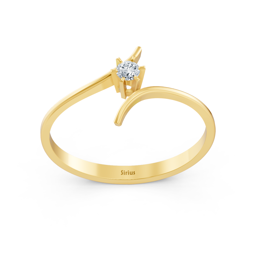 Yellow gold diamond solitaire ring simple